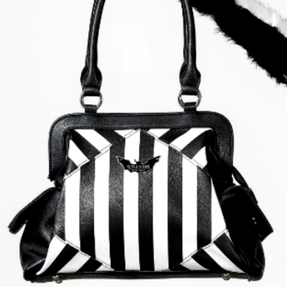 Killstar Black and White Striped Bag